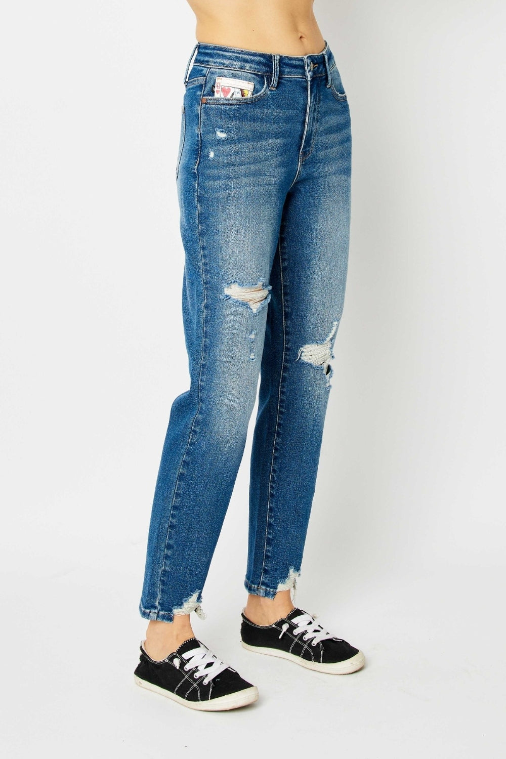 Judy Blue Full Size Distressed Slim Jeans Jeans Trendsi   