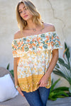 Printed Off Shoulder Smocked Top  Davi & Dani   