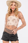 SAGE + FIG Mesh Long Sleeve Sheer Floral Embroidery Top Top Trendsi   