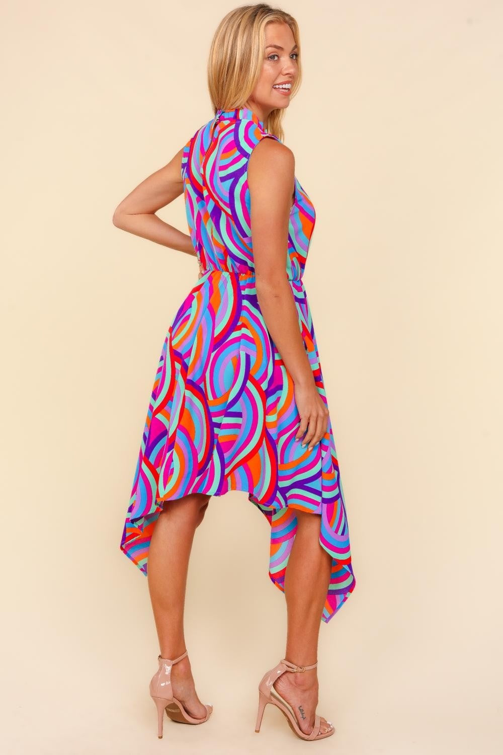 Haptics Full Size Mock Neck Sleeveless Printed Dress - NeoKira Unlimited