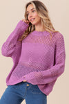 BiBi Openwork Long Sleeve Knit Top Top Trendsi   