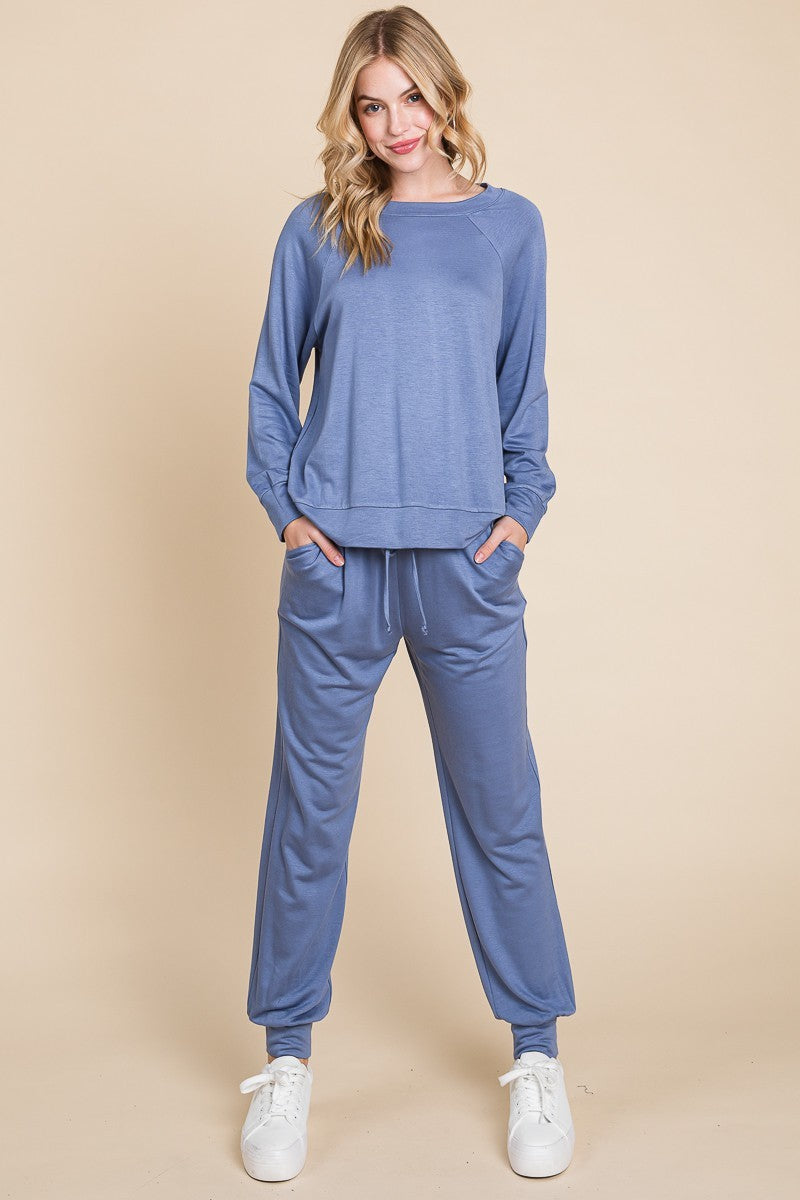 Super Lady Round Neck Raglan Sleeve Top and Pants Lounge Set - NeoKira Unlimited