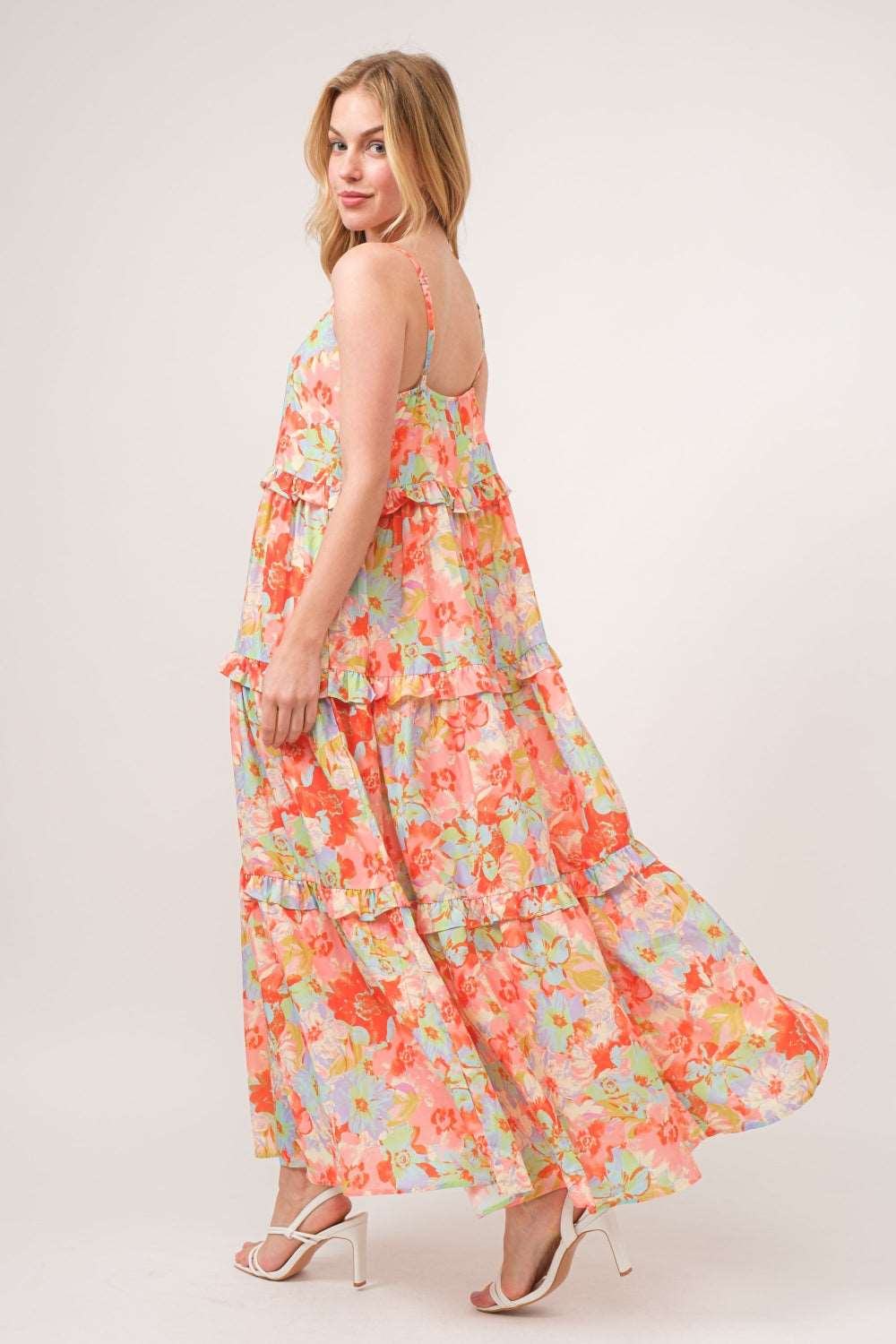 And The Why Floral Ruffled Tiered Maxi Cami Dress Maxi Dress Trendsi   