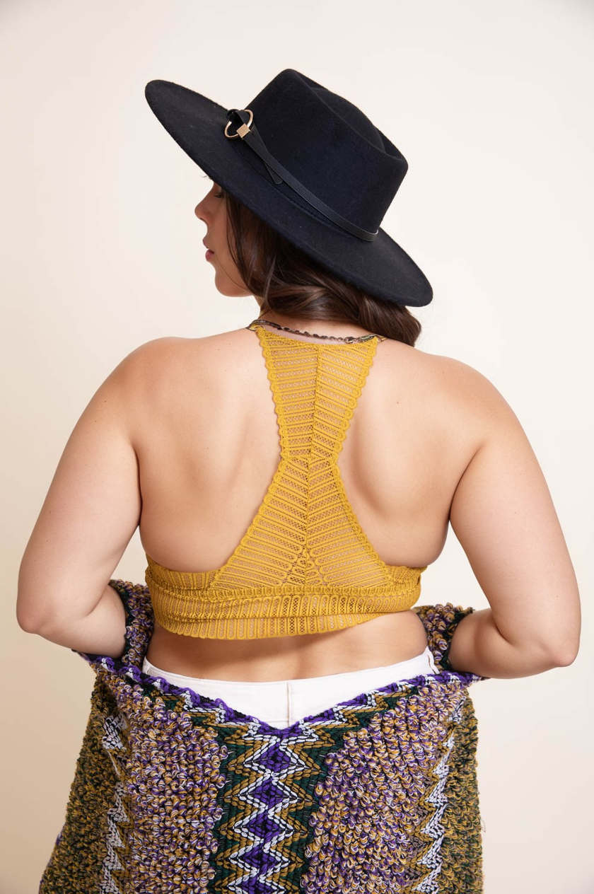Ribbed Lace Boho Racerback Bralette Plus - NeoKira Unlimited