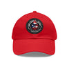 BORICUA DE PURA SANGRE Dad Hat with Leather Patch (Round) Caps Printify Red / Black patch Circle One size