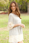 Lace Ruffle Sleeve Tiered Tunic Top EG fashion   