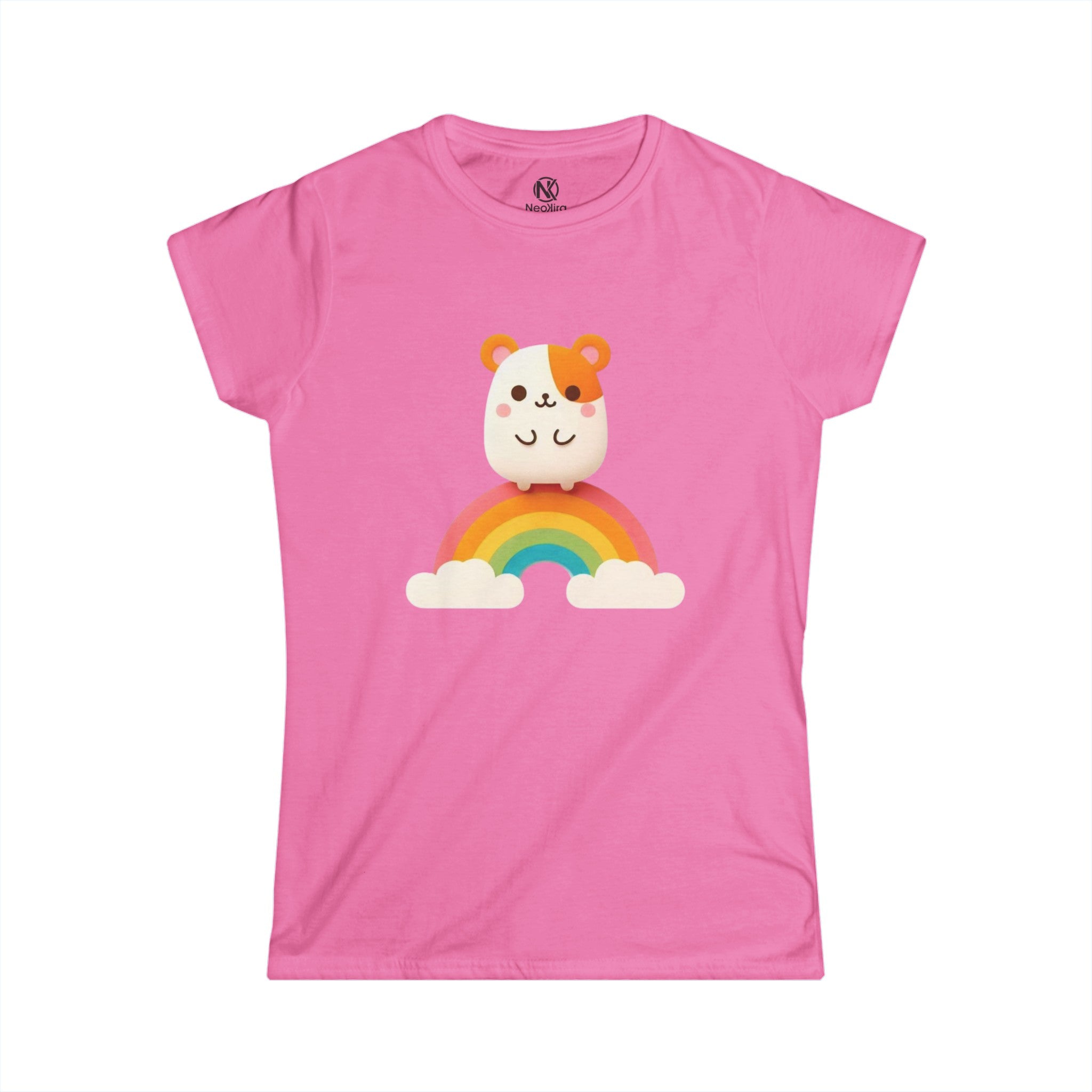 HAMSTER AND RAINBOW Women's Softstyle Tee T-Shirt Printify Azalea S 