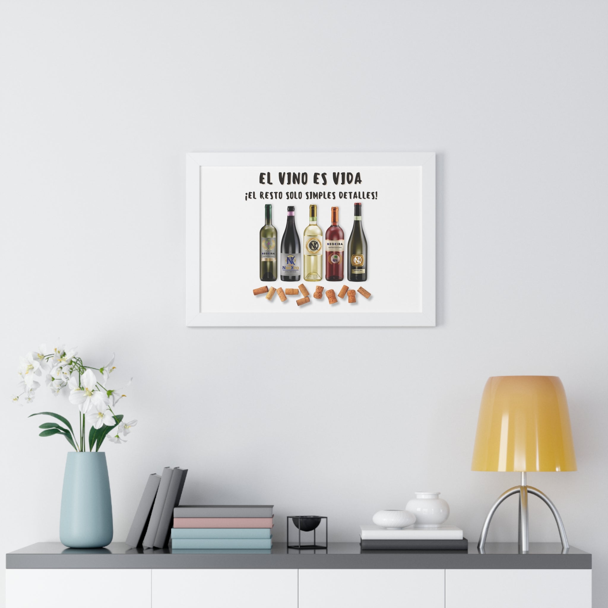 EL VINO ES VIDA Framed Horizontal Poster Poster Printify 24″ x 16″ White 