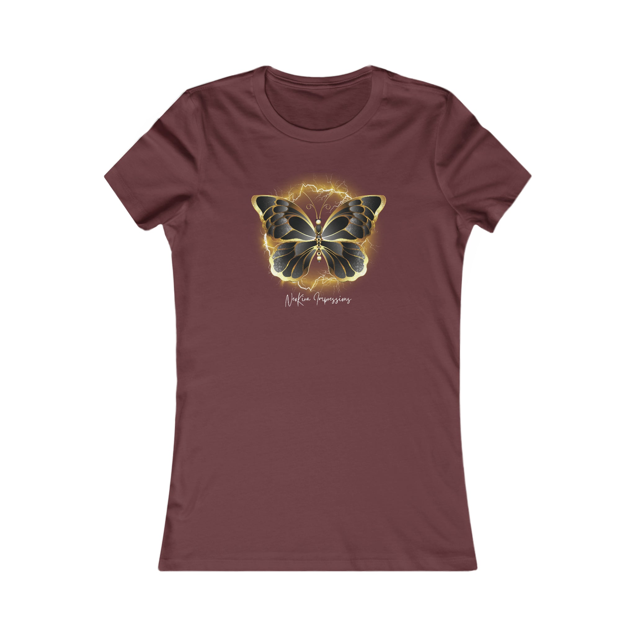 BLACK AND GOLDEN BUTTERFLY Women's Favorite Tee T-Shirt Printify S Maroon 