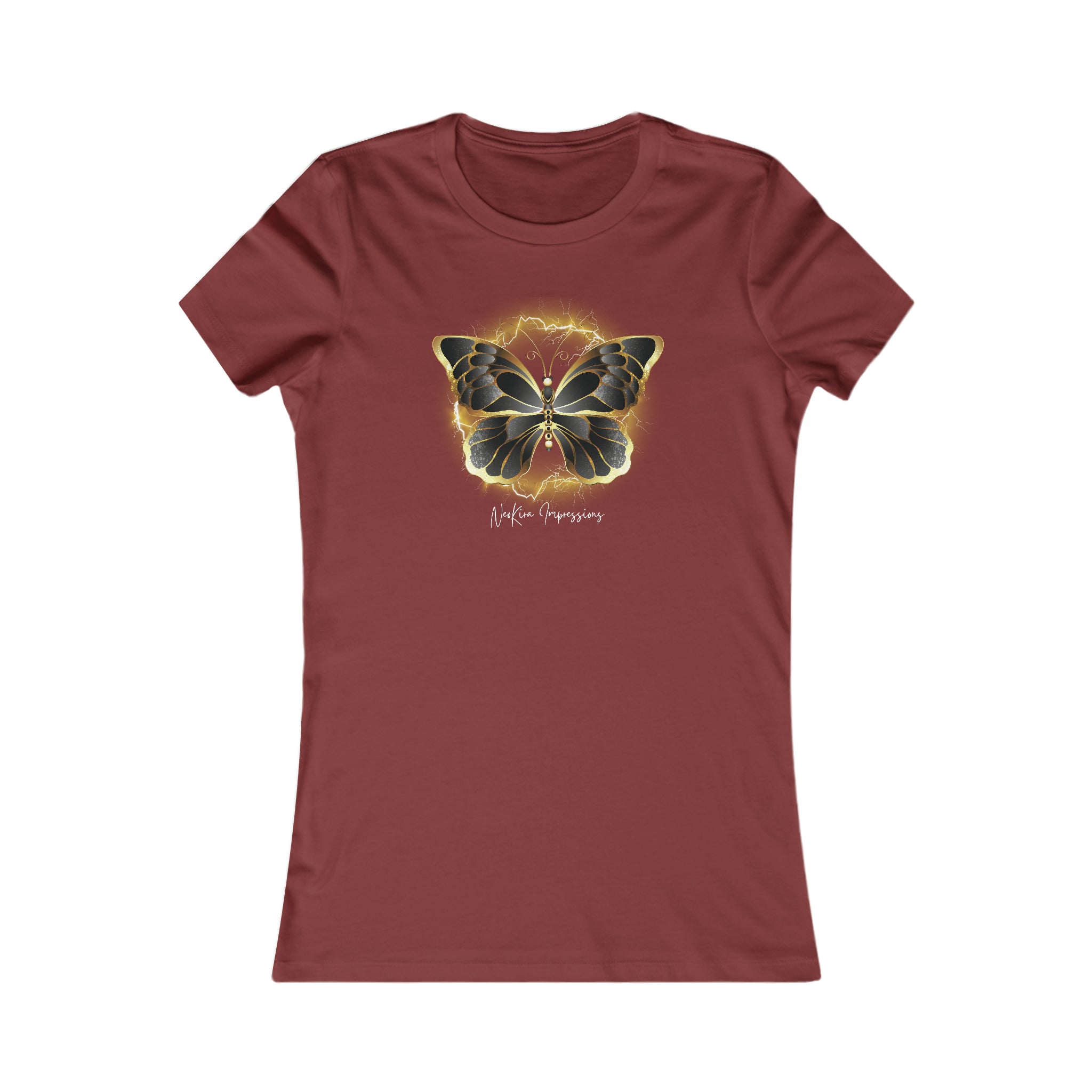 BLACK AND GOLDEN BUTTERFLY Women's Favorite Tee T-Shirt Printify S Cardinal 