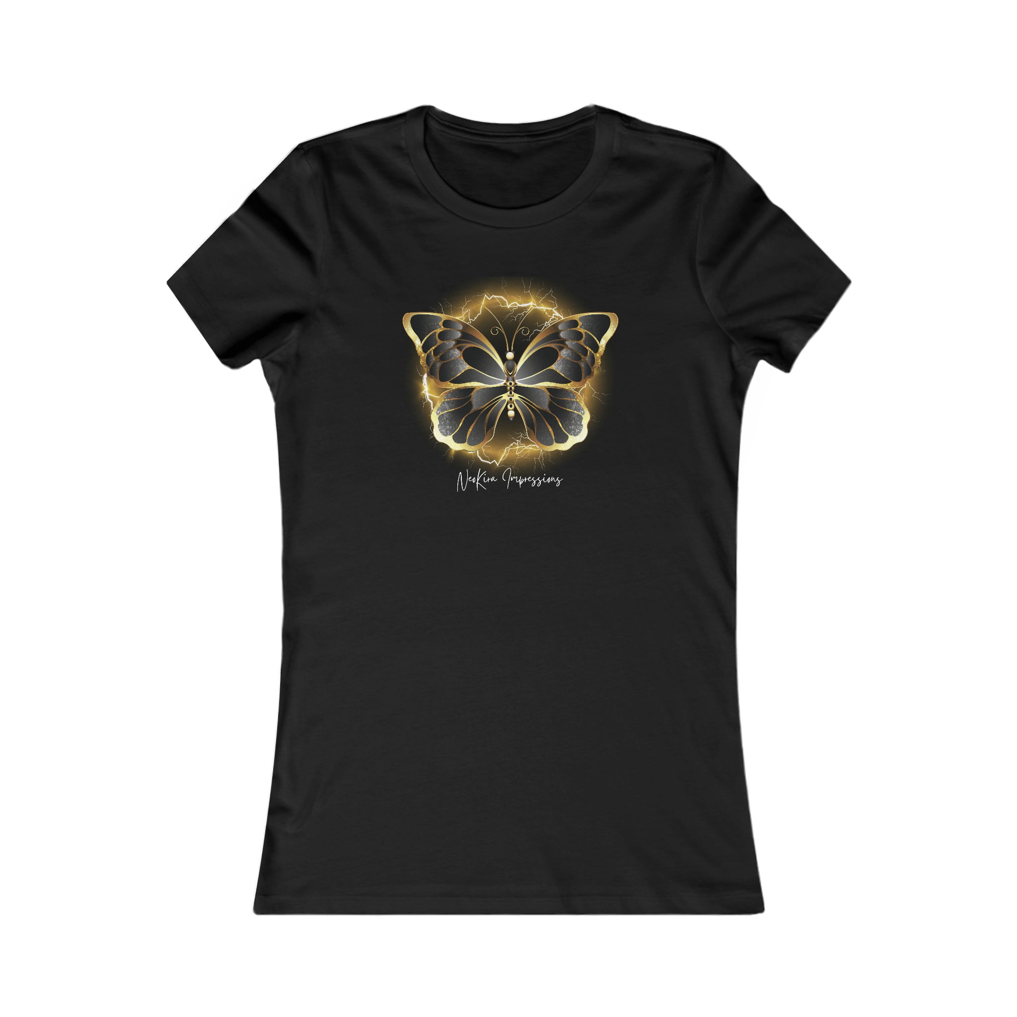 BLACK AND GOLDEN BUTTERFLY Women's Favorite Tee T-Shirt Printify L Black 