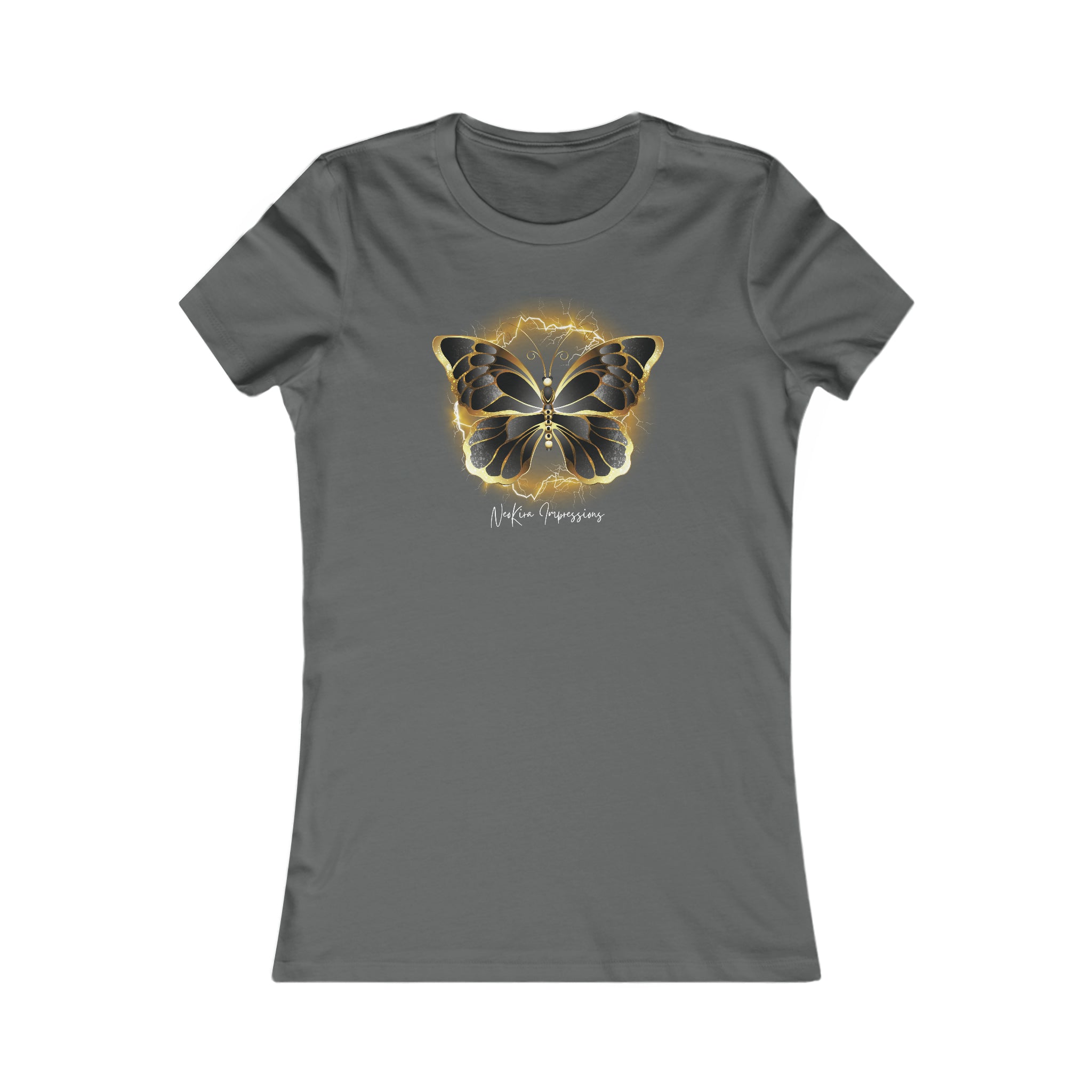 BLACK AND GOLDEN BUTTERFLY Women's Favorite Tee T-Shirt Printify S Asphalt 