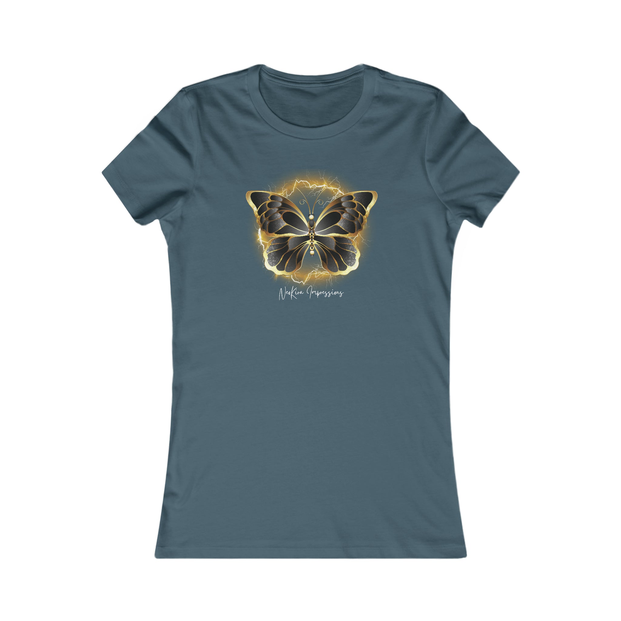 BLACK AND GOLDEN BUTTERFLY Women's Favorite Tee T-Shirt Printify S Deep Teal 