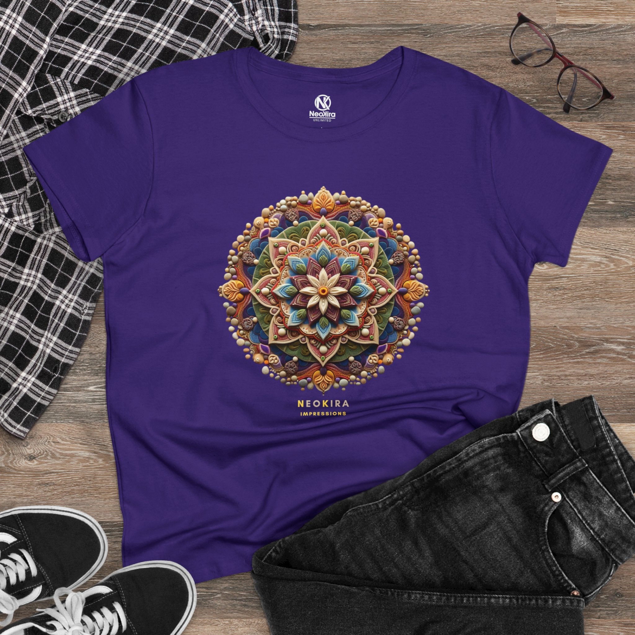 MANDALA Women's Midweight Cotton Tee T-Shirt Printify   