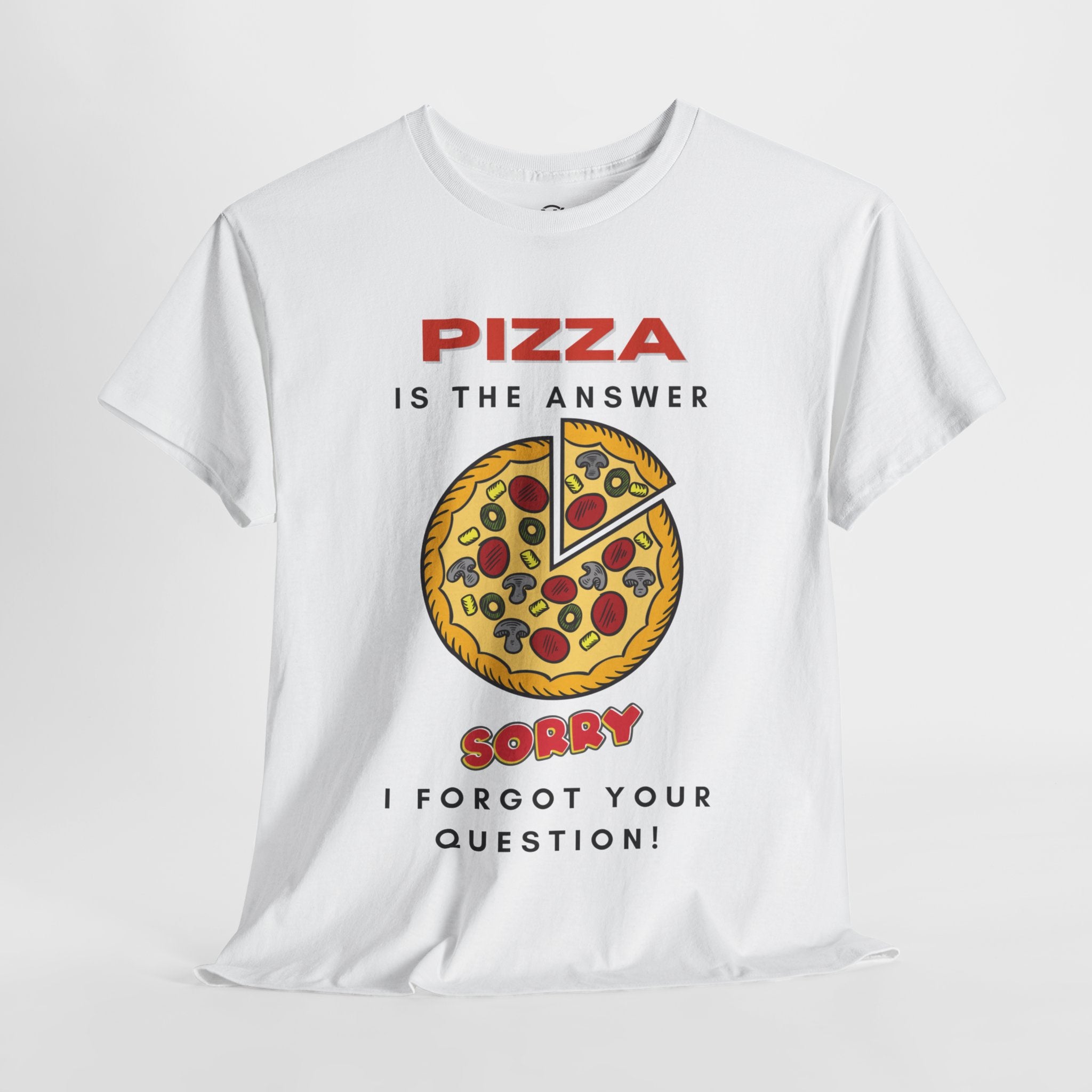 PIZZA IS THE ANSWER Unisex Heavy Cotton Tee T-Shirt Printify   