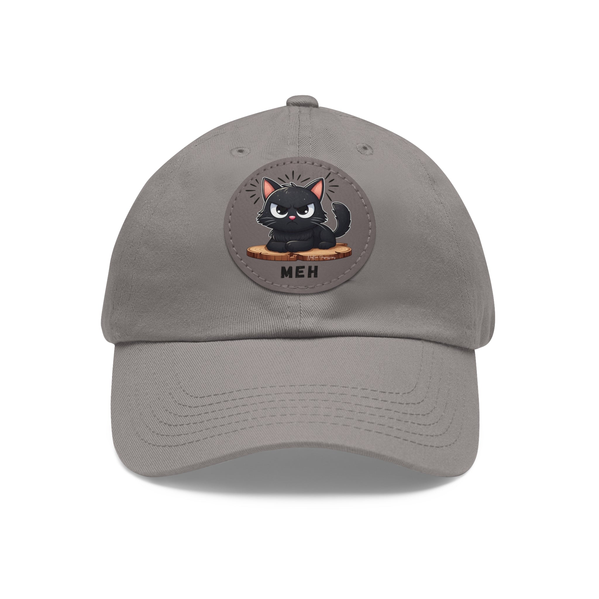 MEH Dad Hat with Leather Patch (Round) Caps Printify Grey / Grey patch Circle One size