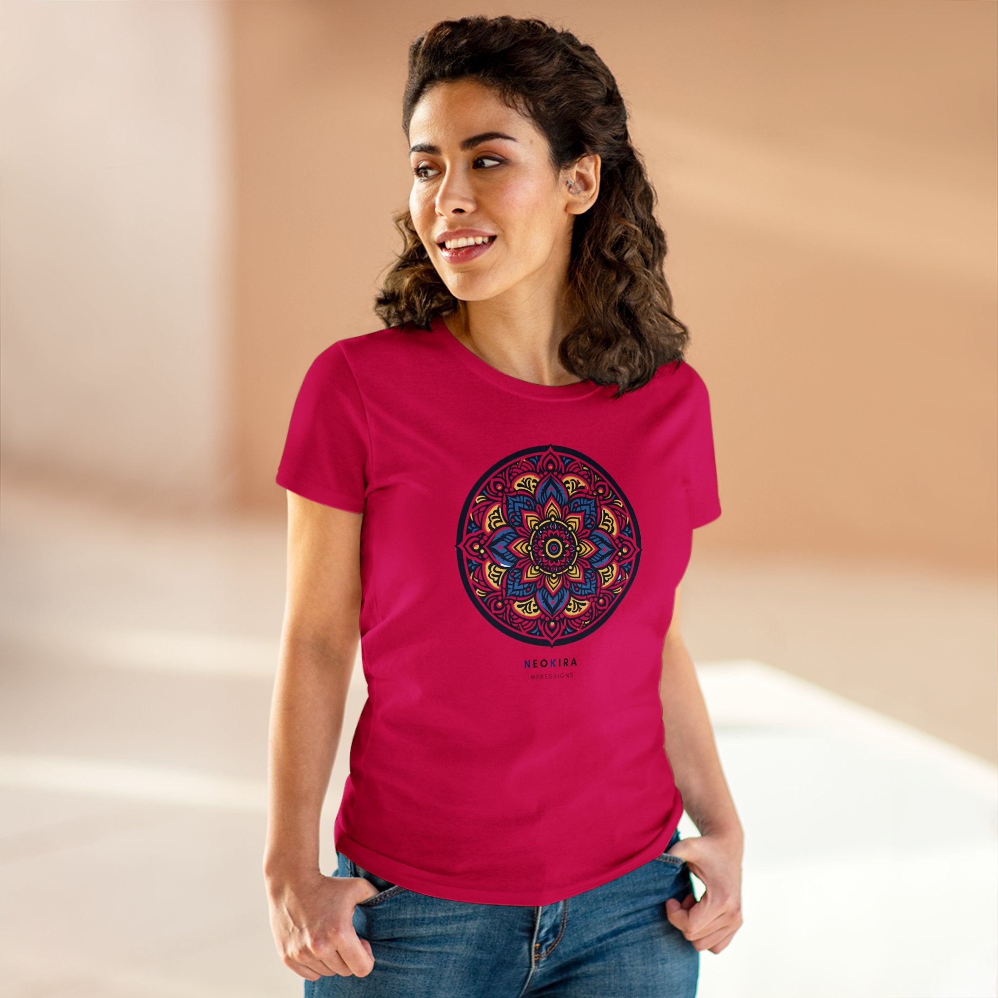 MANDALA Women's Midweight Cotton Tee T-Shirt Printify   