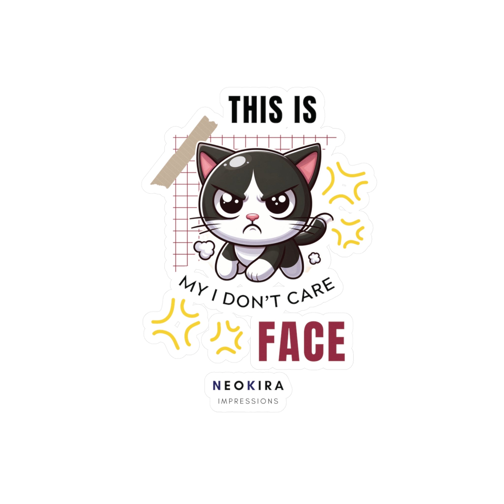 THIS IS MY I DON'T CARE FACE Kiss-Cut Vinyl Decals Paper products Printify   