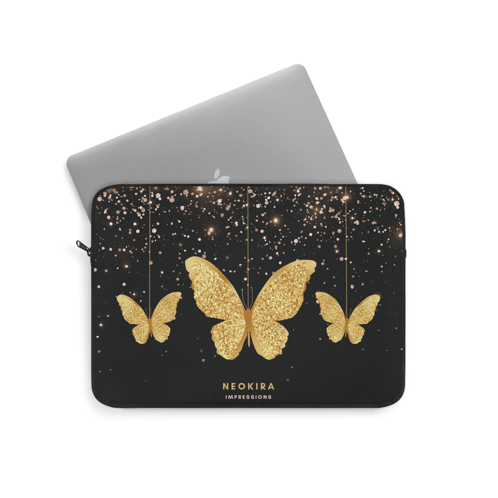 GOLDEN BUTTERFLIES Laptop Sleeve Laptop Sleeve Printify   