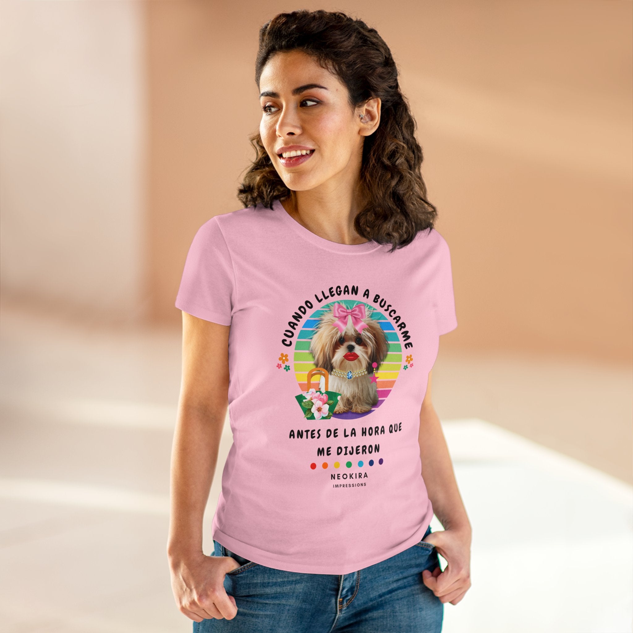 CUANDO LLEGAN A BUSCARME ANTES DE TIEMPO Women's Midweight Cotton Tee T-Shirt Printify   