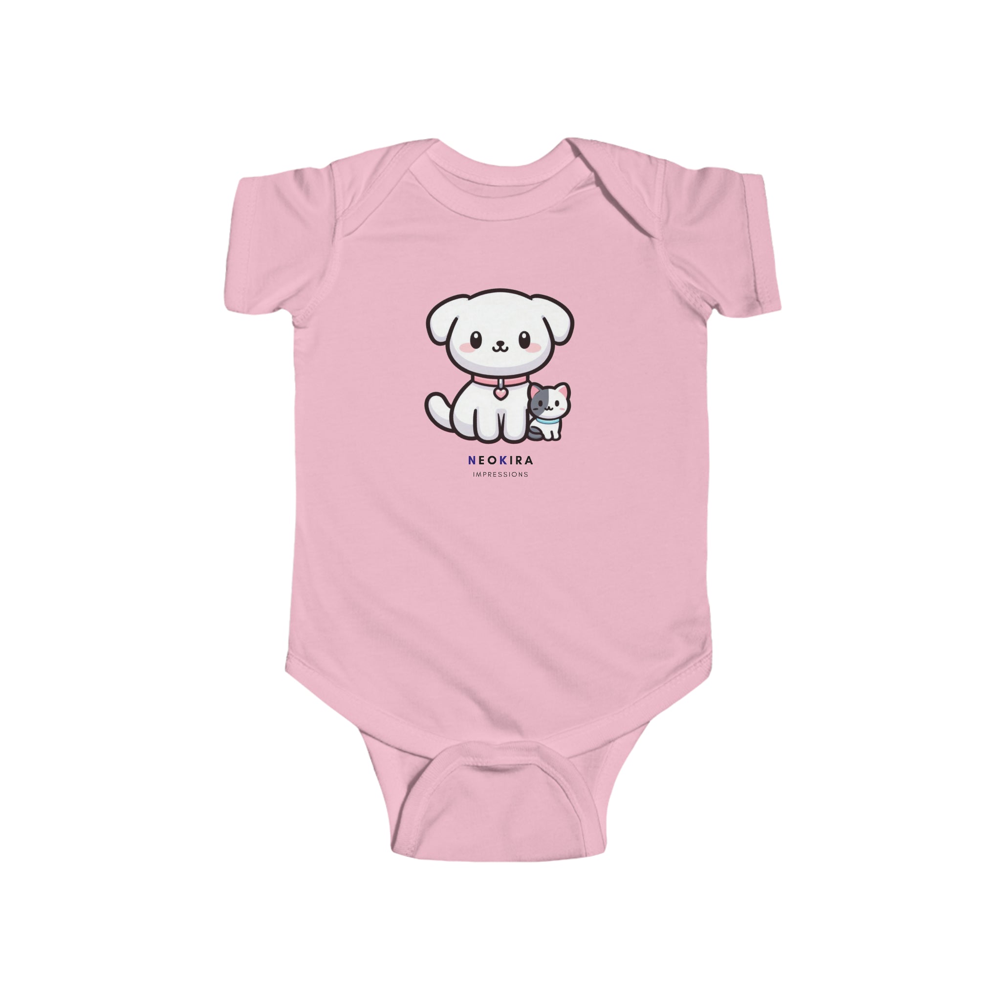 CUTE DOG AND CAT  Infant Fine Jersey Bodysuit Kids clothes Printify Pink NB (0-3M) 