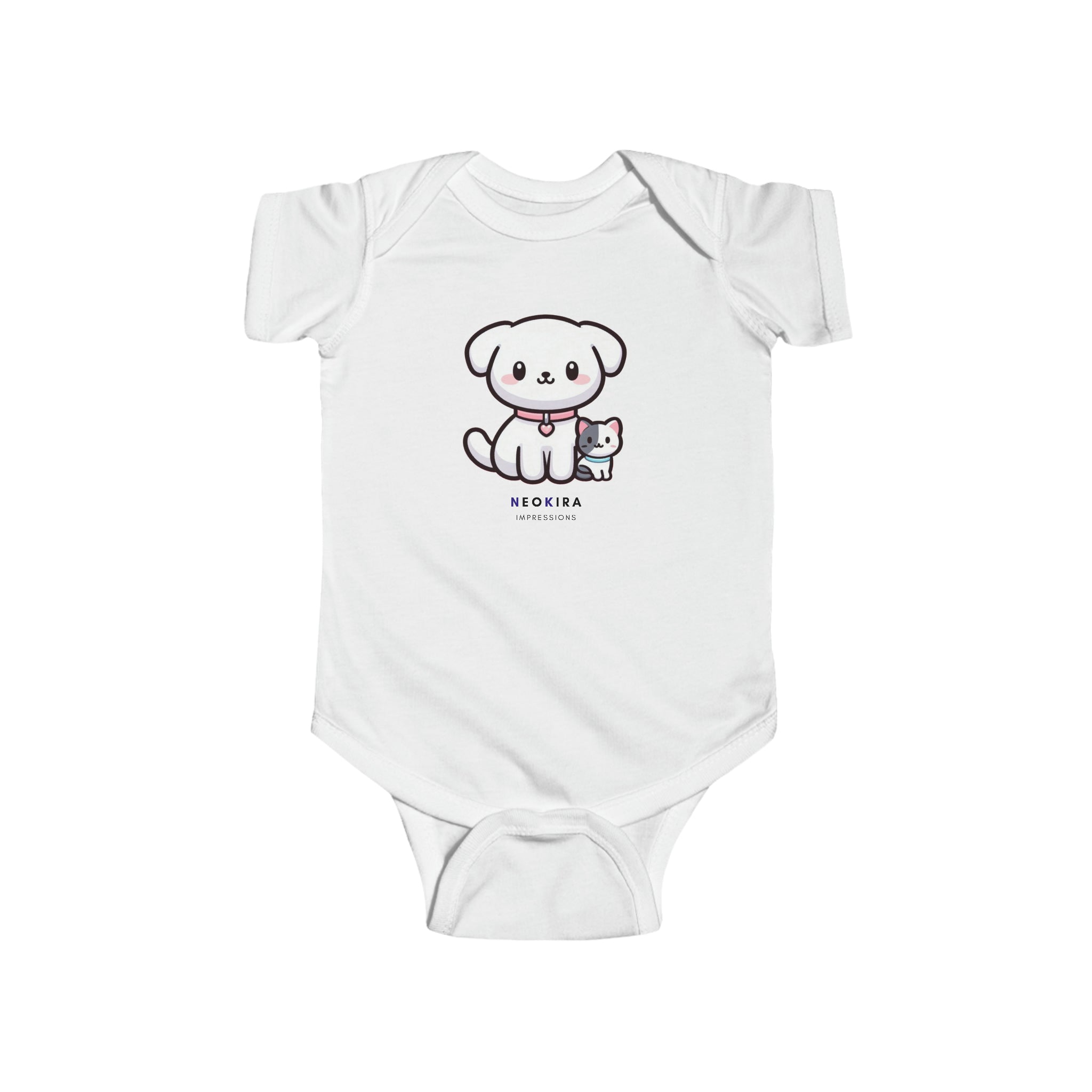 CUTE DOG AND CAT  Infant Fine Jersey Bodysuit Kids clothes Printify White 6M 