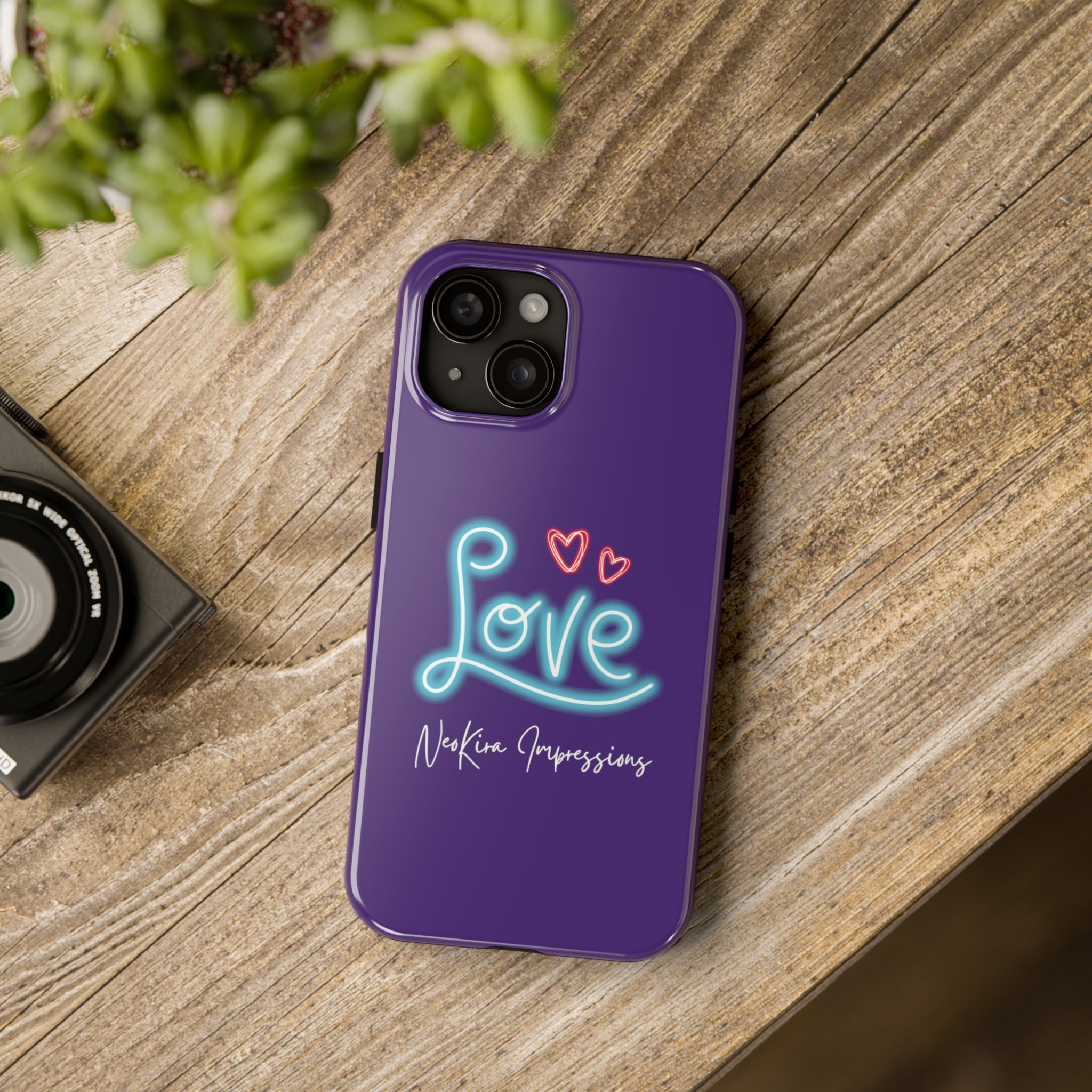 NEON LOVE PURPLE Tough Phone Cases Phone Case Printify iPhone 15  