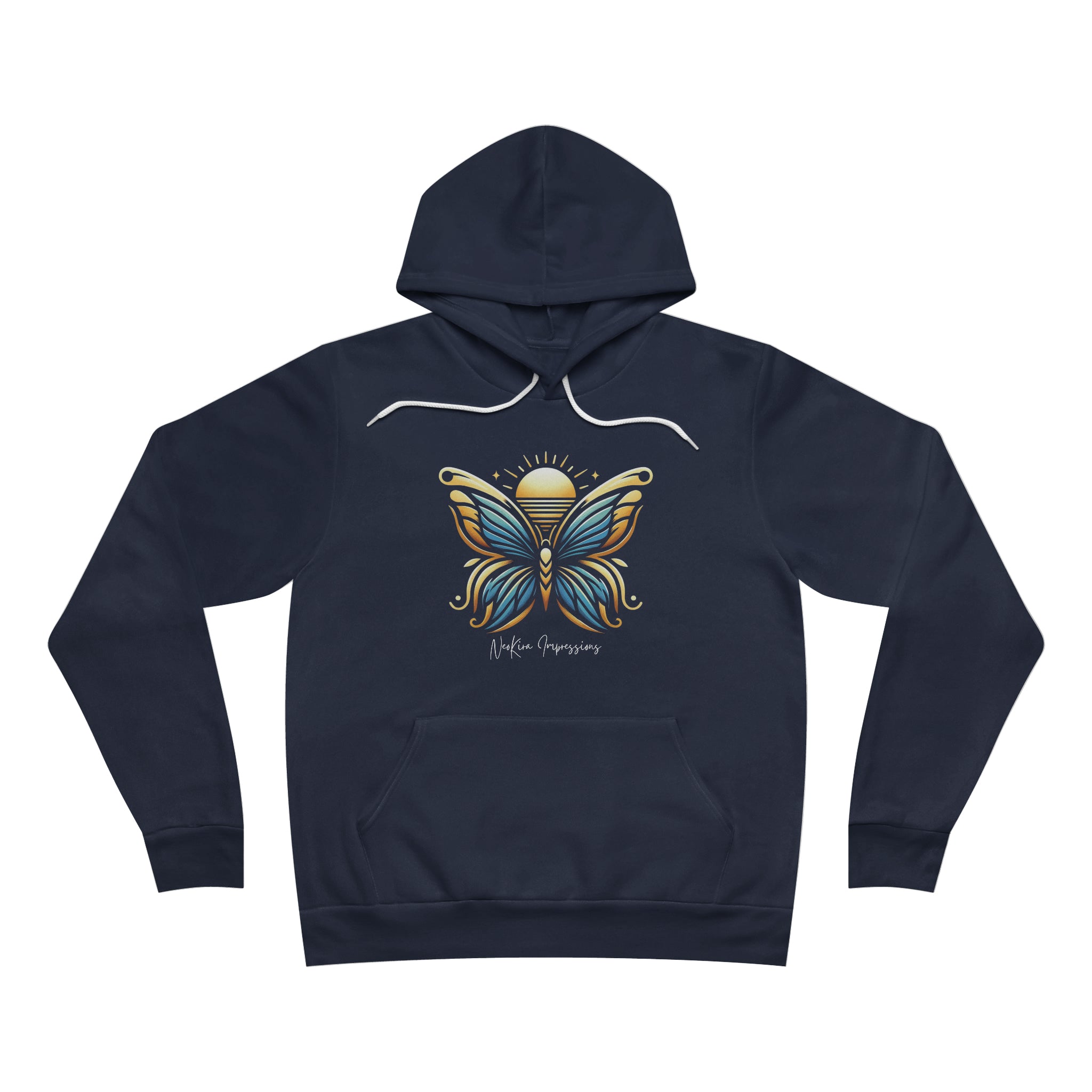 BUTTERFLY Unisex Sponge Fleece Pullover Hoodie Hooded Sweater Printify Navy XS 