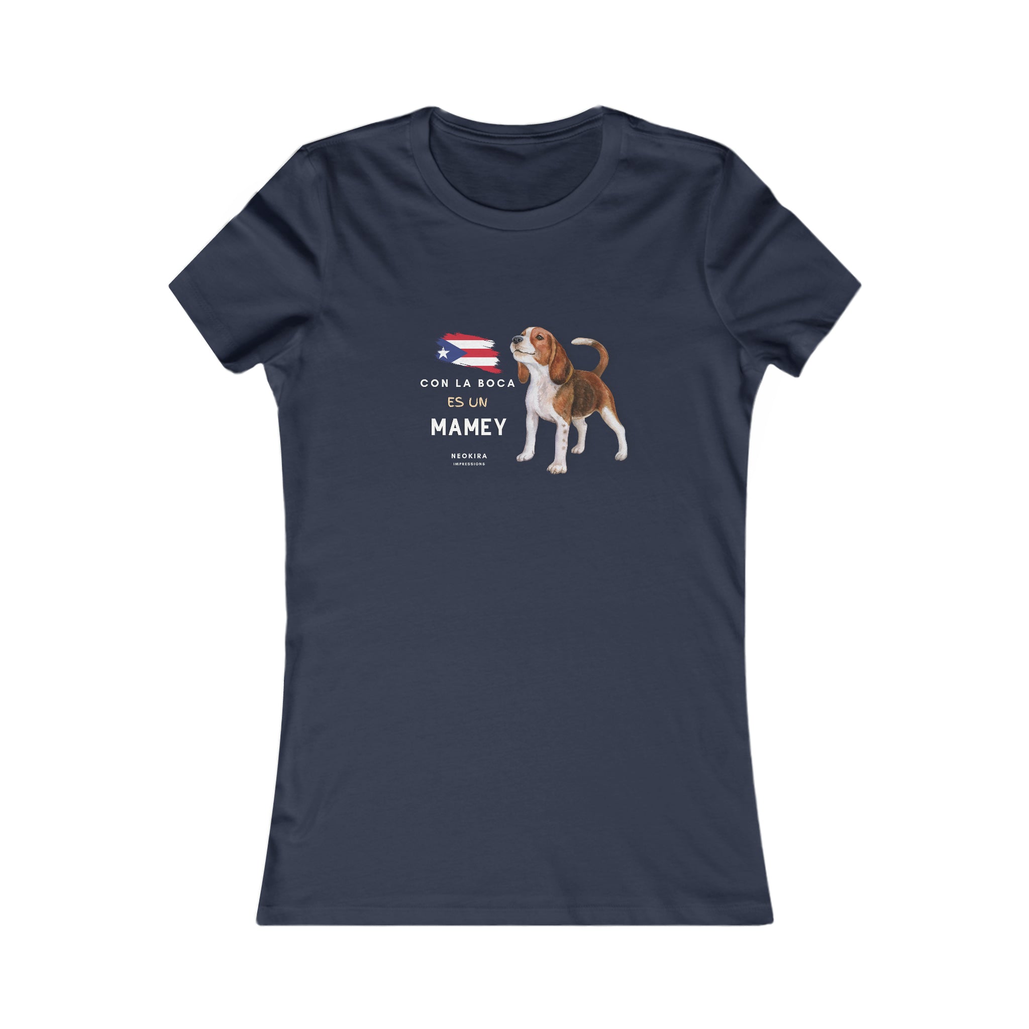 CON LA BOCA ES UN MAMEY II Women's Favorite Tee T-Shirt Printify S Navy 