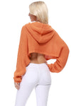 Bat Wing Sleeve Crop Waffle Knit Hoodie Top Hooded Top Mak   