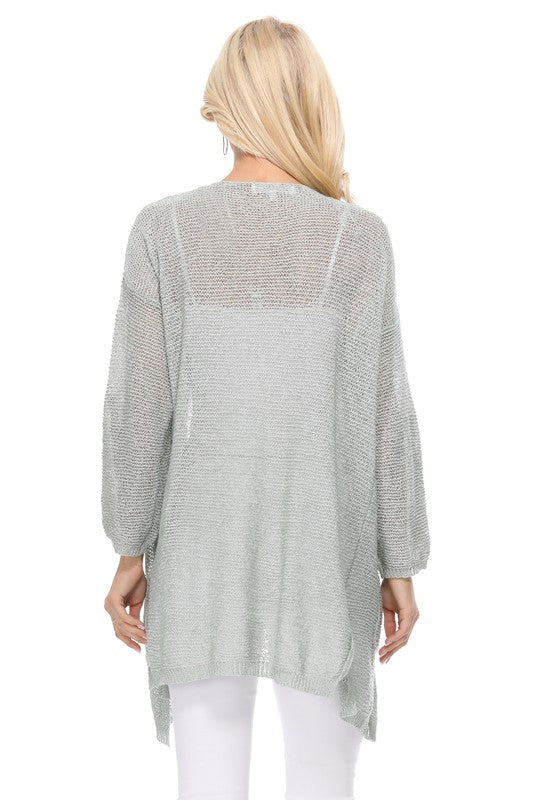 See Through Stitch Sweater Long Cardigan Cardigan Mak   