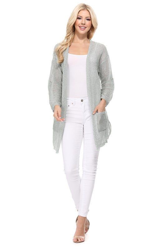 See Through Stitch Sweater Long Cardigan Cardigan Mak   