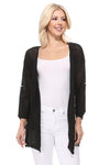 See Through Stitch Sweater Long Cardigan Cardigan Mak Black SM 