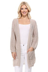 See Through Stitch Sweater Long Cardigan Cardigan Mak Taupe SM 