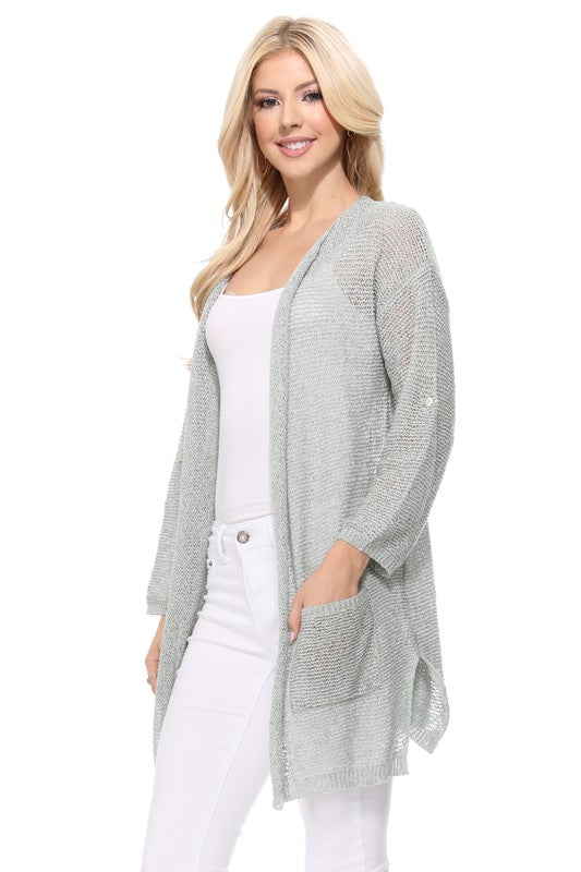 See Through Stitch Sweater Long Cardigan Cardigan Mak   