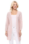 See Through Stitch Sweater Long Cardigan Cardigan Mak Blush SM 