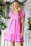 Reborn J Tiered Notched Cap Sleeve Dress Mini Dress Trendsi Pink S 