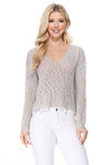 V Neck Drop Shoulder Slub Knit Crop Sweater Top Crop Top Mak Brick S 