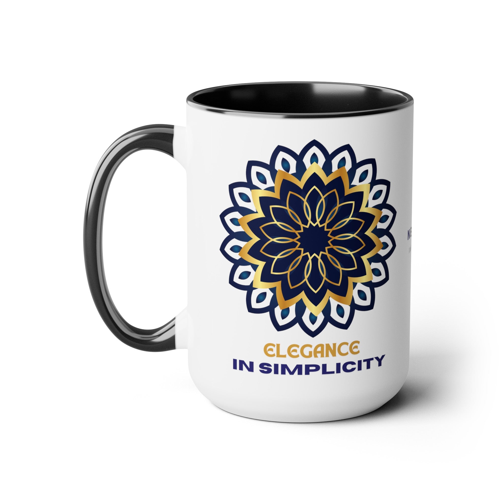 ELEGANCE IN SIMPLICITY MANDALA Two-Tone Coffee Mugs, 15oz 15oz Two-Tone Mug Printify 15oz Black 