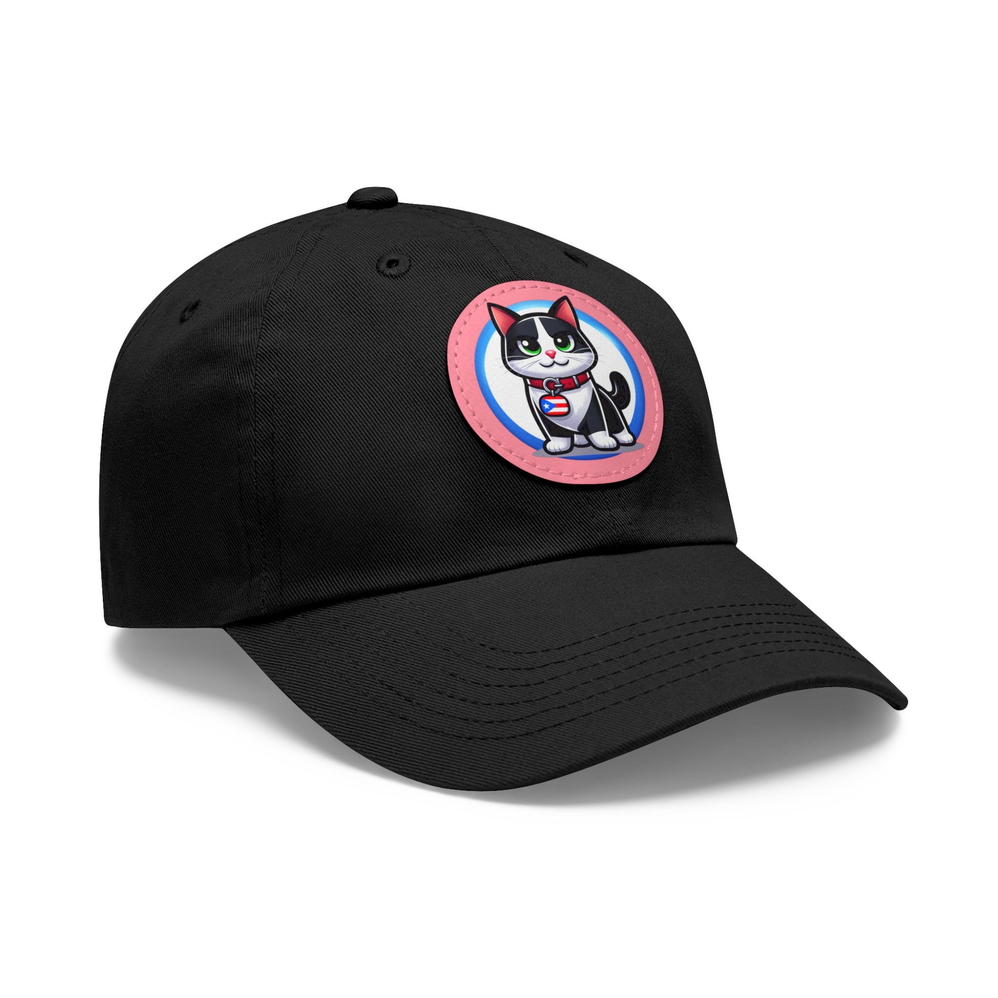 COOL TUXEDO CAT Dad Hat with Leather Patch (Round) Caps Printify   