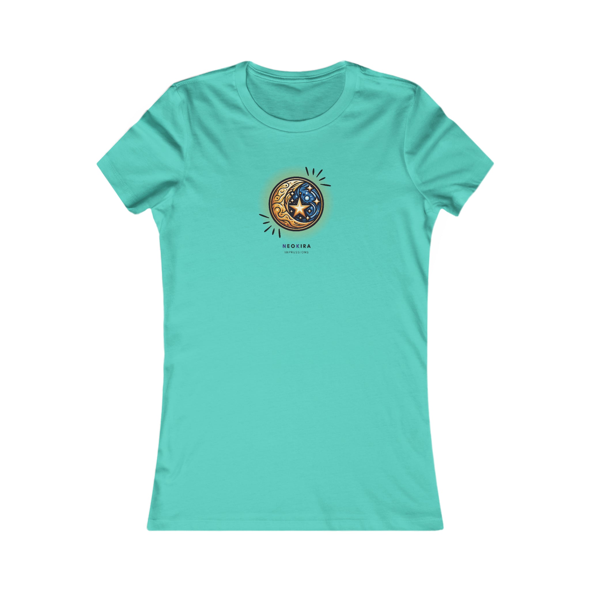 MOON AND STAR (FRONT AND BACK PRINT) Women's Favorite Tee T-Shirt Printify S Teal 