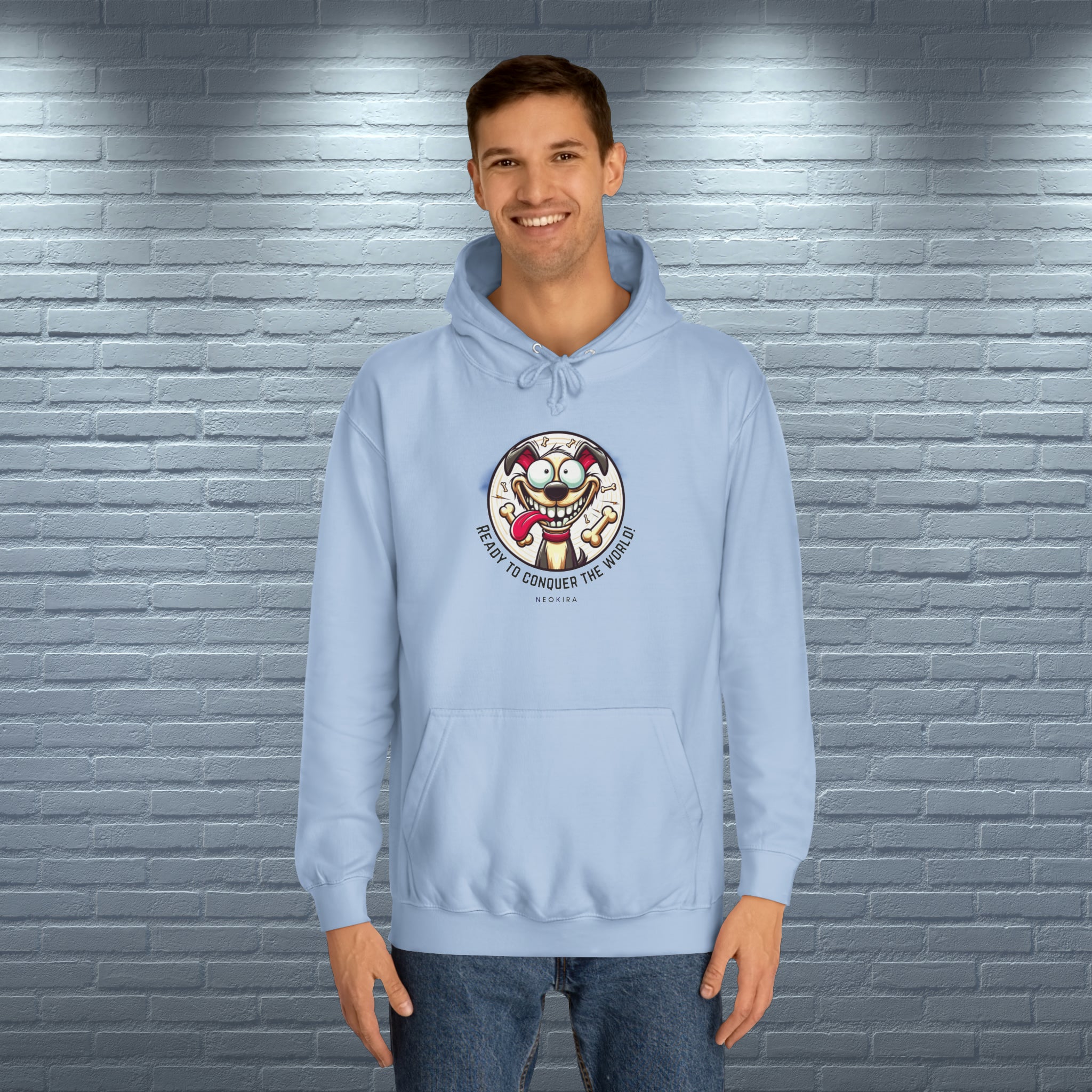 READY TO CONQUER THE WORLD Unisex College Hoodie Hooded Sweater Printify   