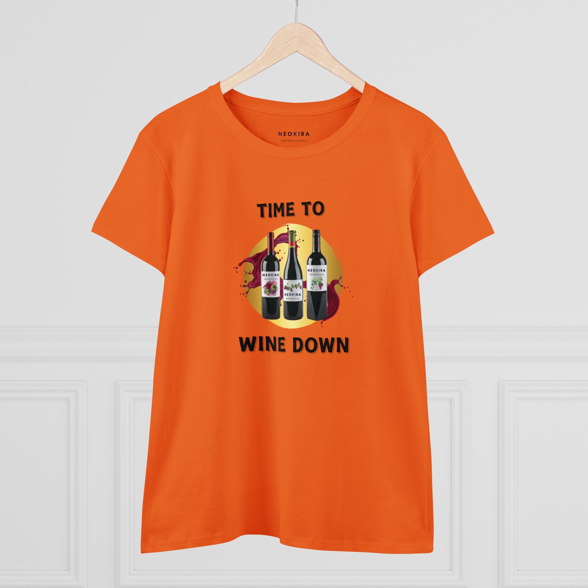 TIME TO WINE DOWN Women's Midweight Cotton Tee T-Shirt Printify   