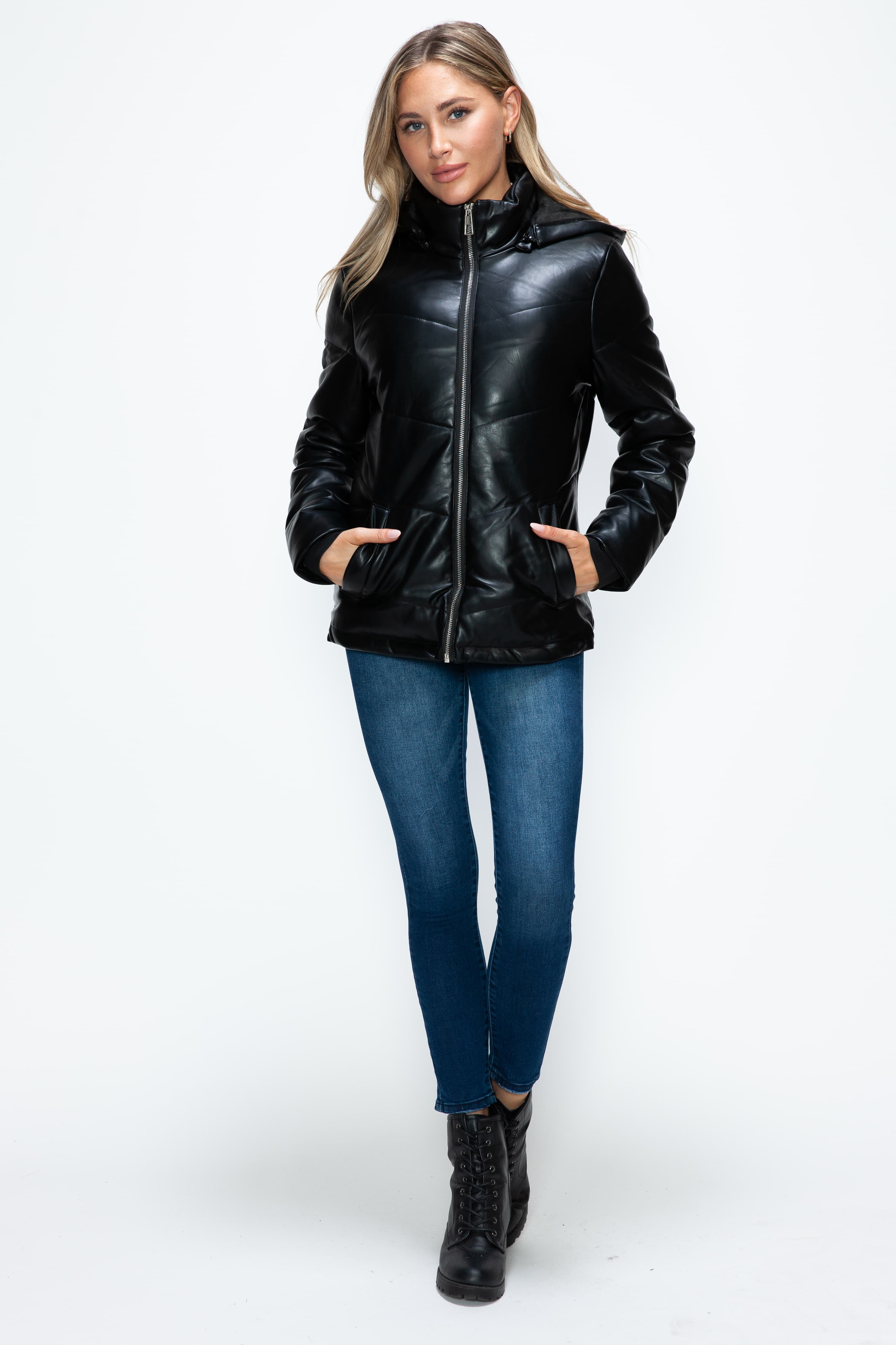 How Dare U Pocketed Zip Up Puffer Jacket with Removable Hood - NeoKira Unlimited