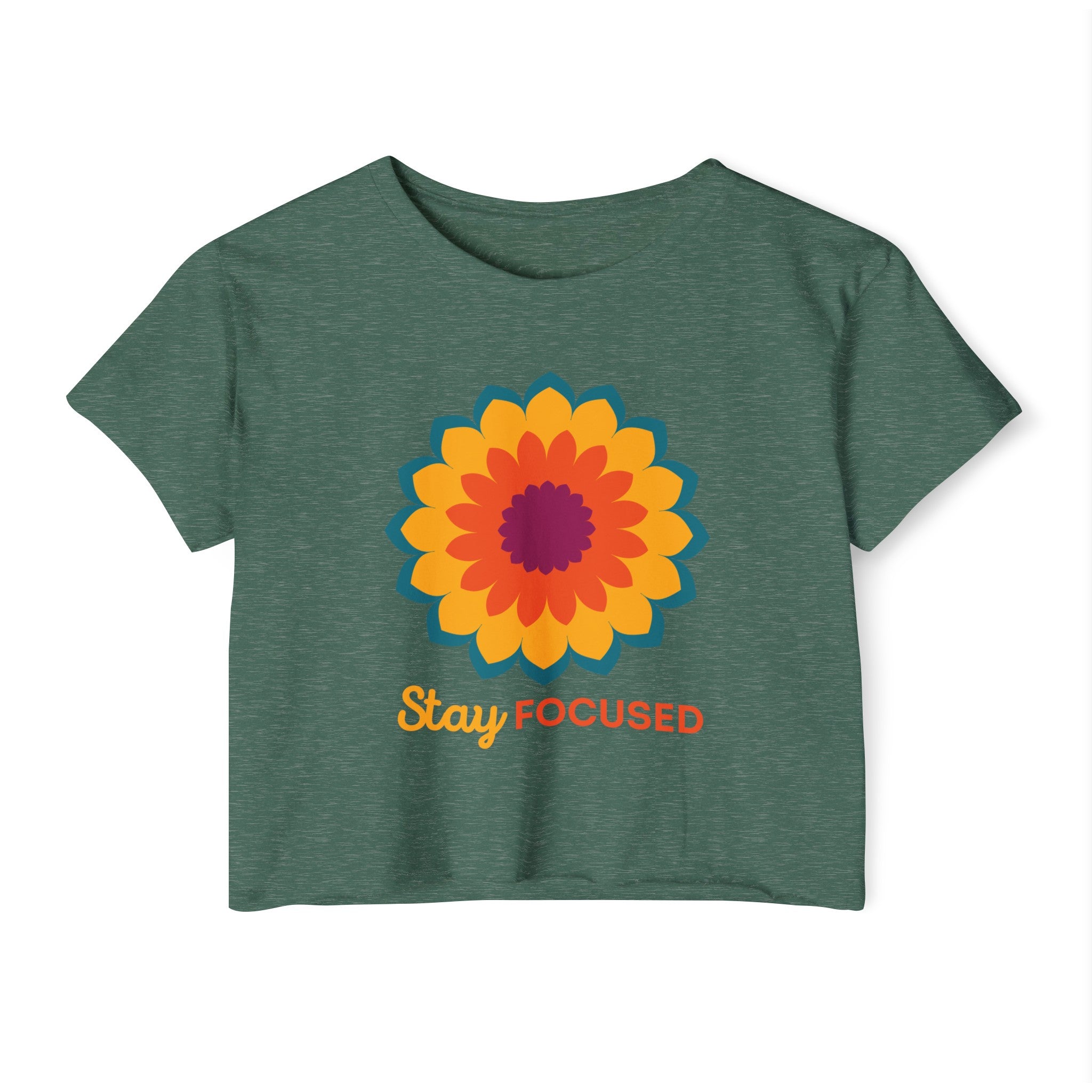 STAY FOCUSED MANDALA Women's Festival Crop Top Crop Tee Printify Royal Pine XS 