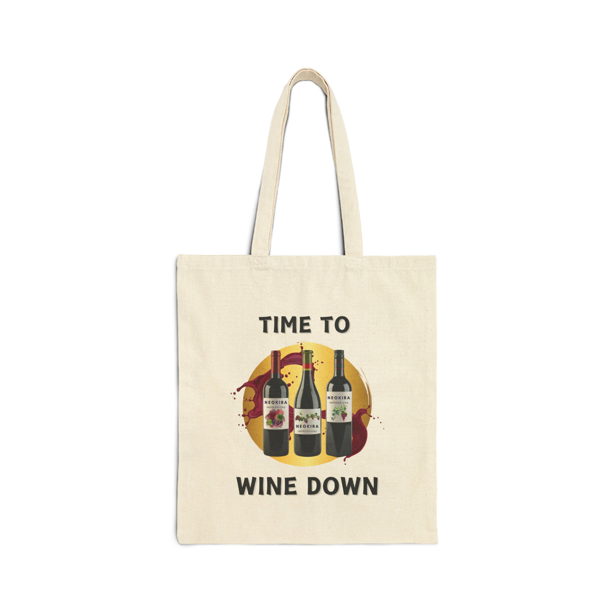 TIME TO WINE DOWN Cotton Canvas Tote Bag Tote Bag Printify Natural 15