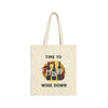 TIME TO WINE DOWN Cotton Canvas Tote Bag Tote Bag Printify Natural 15" x 16" 