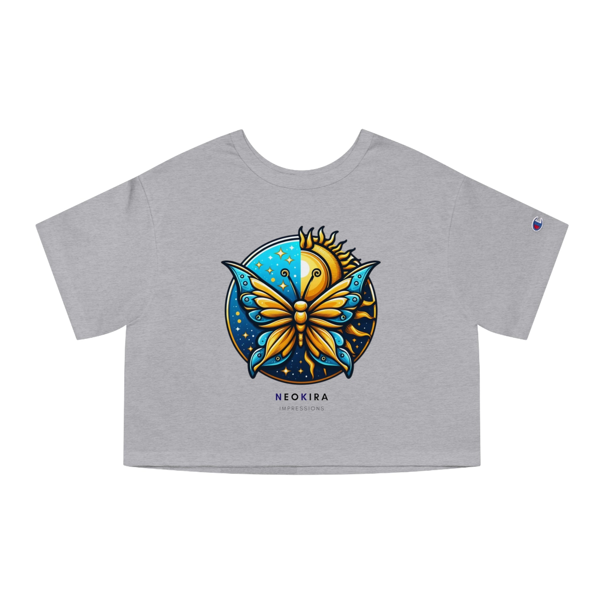 BUTTERFLY... Champion Women's Heritage Cropped T-Shirt Crop Tee Printify Oxford Grey M 