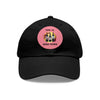 TIME TO WINE DOWN Dad Hat with Leather Patch (Round) Caps Printify Black / Pink patch Circle One size