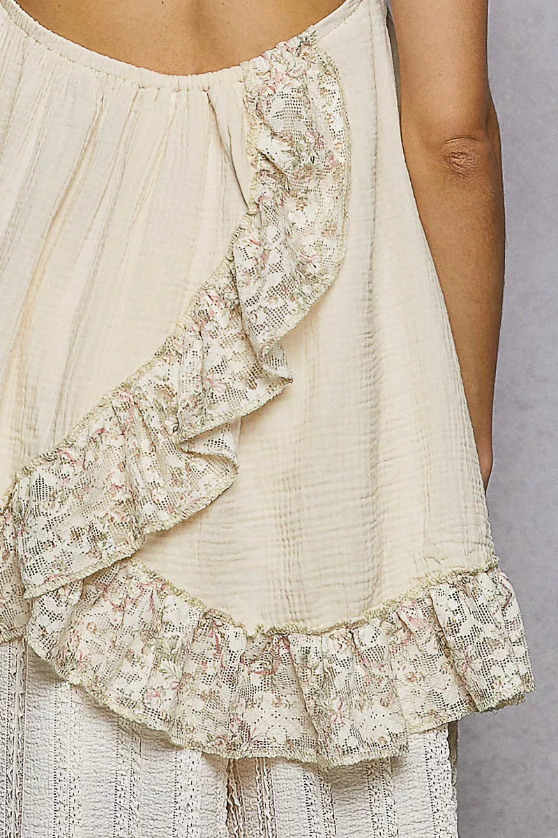 POL Lace Ruffle Halter Neck Cami - NeoKira Unlimited